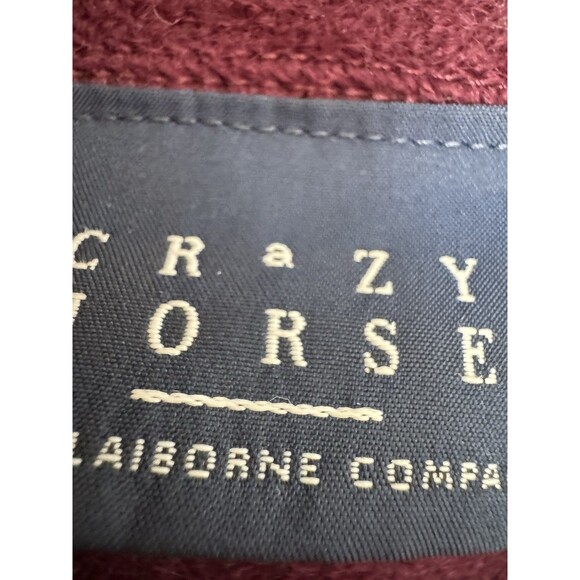 Crazy Horse 100% Wool Burgundy Large Womens Cardigan Red  Pockets - Picture 9 of 10
